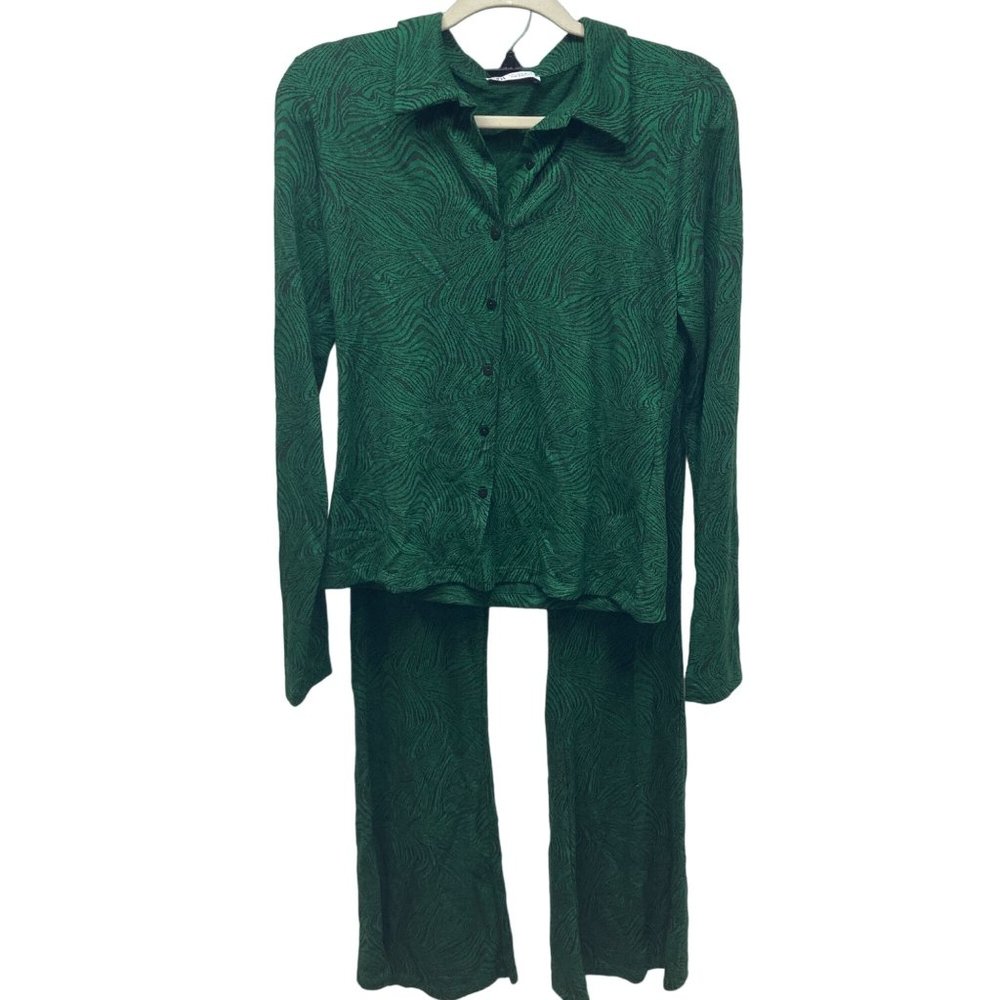 Zara Green Printed Pantsuit Two-Piece Set